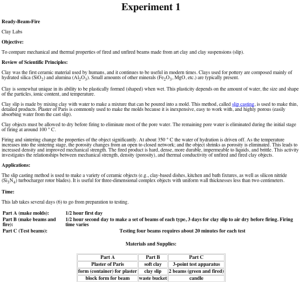 Screenshot for MAST Ceramics Module Experiment 1 Clay Labs