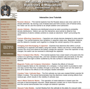 Screenshot for Molecular Expressions: Electricity and Magnetism - Interactive Java Tutorials