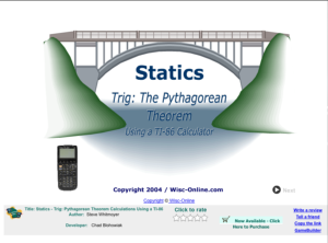 Screenshot for Statics - Trig: Pythagorean Theorem Calculations Using a TI-86