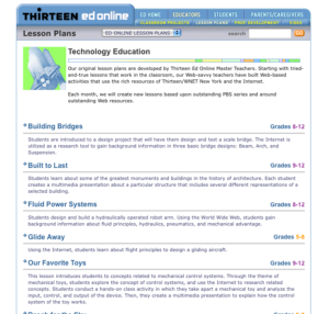 Screenshot for Technology Education Lesson Plans
