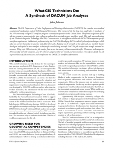 Screenshot for What GIS Technicians Do: A Synthesis of DACUM Analysis