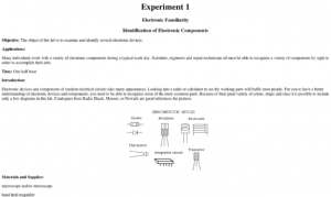 Screenshot for Electronic Familiarity: Identification of Electronic Components Experiment