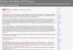 Screenshot for Gordon and Mike's ICT Podcast: Blogcast 6: WiMAX - Why Not?