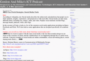 Screenshot for Gordon and Mike's ICT Podcast: Flat World Strategies: Social Media Tools