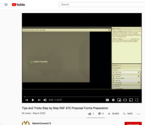 Screenshot for Mentor-Connect Webinar: Preparing Forms for your NSF ATE Proposal