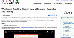 Screenshot for Webinar 5: Teaching Biotech from a Distance - Examples and Sharing