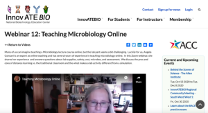 Screenshot for Webinar 12: Teaching Microbiology Online