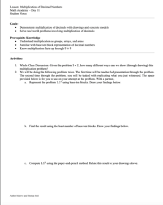 Screenshot for Multiplication of Decimal Numbers (Lesson 17 of 18)