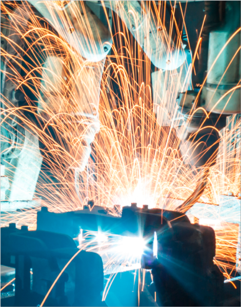 Sparks from an industrial welder