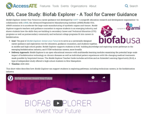 Screenshot for UDL Case Study: Biofab Explorer - A Tool for Career Guidance