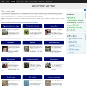 Screenshot for Biotech Careers: Job Areas