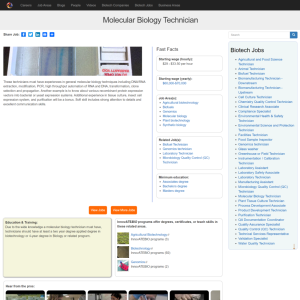 Screenshot for Biotech Careers: Molecular Biology Technician