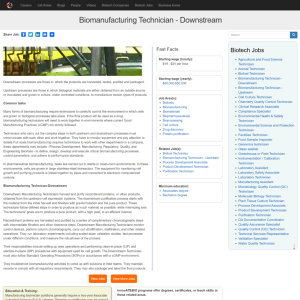Screenshot for Biotech Careers: Manufacturing Technician - Downstream
