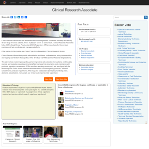 Screenshot for Biotech Careers: Clinical Research Associate