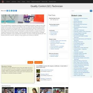 Screenshot for Biotech Careers: Quality Control (QC) Technician
