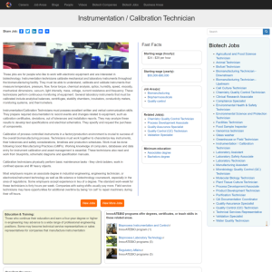 Screenshot for Biotech Careers: Instrumentation/Calibration Technician