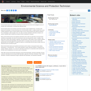 Screenshot for Biotech Careers: Environmental Science and Protection Technician
