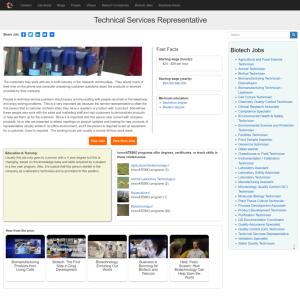 Screenshot for Biotech Careers: Technical Services Representative