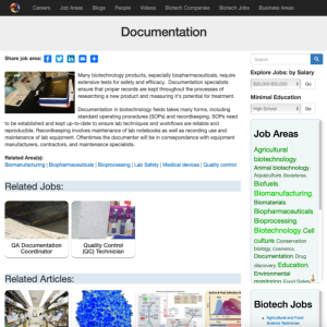 Screenshot for Biotech Careers: Documentation