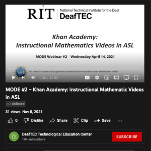 Screenshot for MODE Webinar: Khan Academy Instructional Mathematics Videos in ASL (2 of 3)