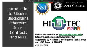 Screenshot for Introduction to Bitcoins, Blockchains, Ethereum, Smart Contracts, and NFTs