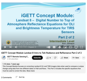 Screenshot for Landsat 8 Intro to ToA Radiance and Reflectance Part 2 of 2