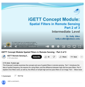 Screenshot for Spatial Filters in Remote Sensing, Part 2 of 3