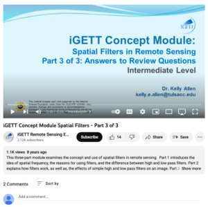 Screenshot for Spatial Filters in Remote Sensing, Part 3 of 3