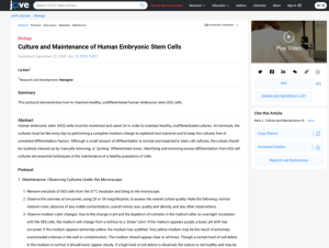Screenshot for Culture and Maintenance of Human Embryonic Stem Cells