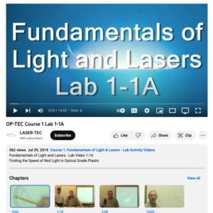 Screenshot for Fundamentals of Light and Lasers: Finding the Speed of Red Light in Optical Grade Plastic