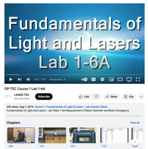 Screenshot for Fundamentals of Light and Lasers: Measurement of Beam Diameter and Beam Divergence