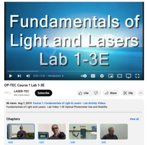 Screenshot for Fundamentals of Light and Lasers: Optical Photometer Use and Stability