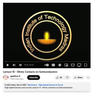 Screenshot for Ohmic Contacts on Semiconductors