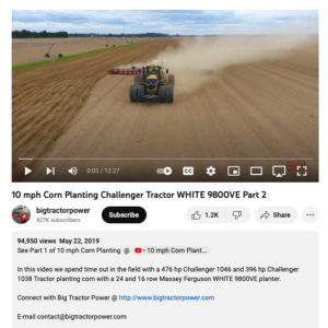 Screenshot for Part 2: 10 mph Corn Planting Challenger Tractor WHITE 9800VE