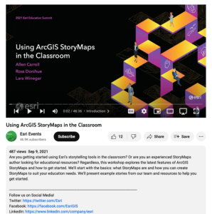 Screenshot for Using ArcGIS StoryMaps in the Classroom