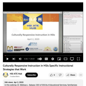 Screenshot for Culturally Responsive Instruction in HSIs Specific Instructional Strategies that Work
