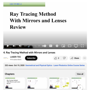 Screenshot for Lecture 4: Ray Tracking Method with Mirrors and Lenses