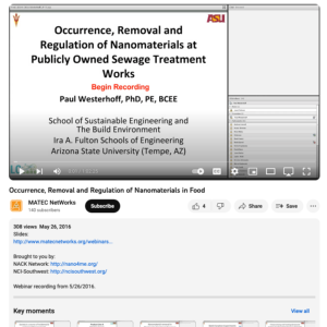 Screenshot for NACK Webinar: Occurrence, Removal and Regulation of Nanomaterials at Publicly Owned Sewage Treatment Works