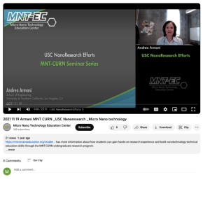 Screenshot for MNT-CURN Seminar Series: USC NanoResearch Efforts