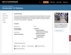 Screenshot for Introduction to Robotics