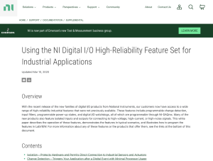 Screenshot for Using the NI Digital I/O High-Reliability Feature Set for Industrial Applications