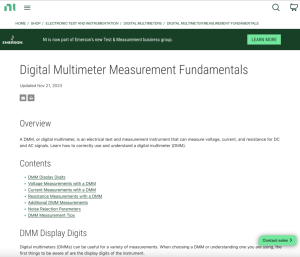 Screenshot for DMM Measurement Types and Common Terminology