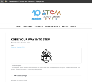Screenshot for Code Your Way to STEM Lesson