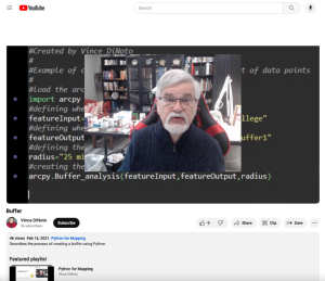 Screenshot for Python and Geospatial Technology, Buffer Lesson (Module 3 of 9)