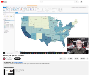 Screenshot for Python Window in ArcGIS Pro, Buffering With Python in ArcGIS Pro Lesson (Module 7 of 9)