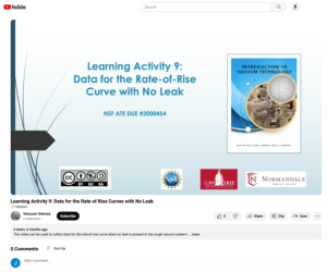 Screenshot for Introduction to Vacuum Technology - Learning Activity 9: Data for the Rate of Rise Curves with No Leak