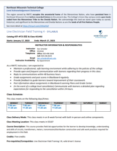 Screenshot for Line Electrician Field Training 4 Syllabus