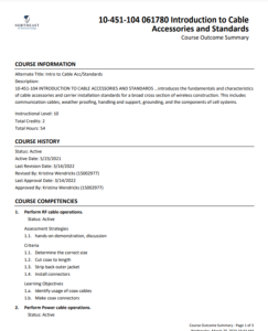 Screenshot for Introduction to Cable Accessories and Standards: Course Outcome Summary