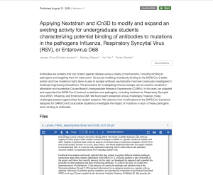 Screenshot for Applying Nextstrain and iCn3D to Modify and Expand an Existing Activity for Undergraduate Students Characterizing Potential Binding of Antibodies to Mutations in the Pathogens Influenza, Respiratory S