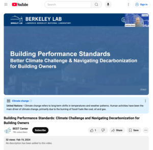 Screenshot for Building Performance Standards: Climate Challenge and Navigating Decarbonization for Building Owners